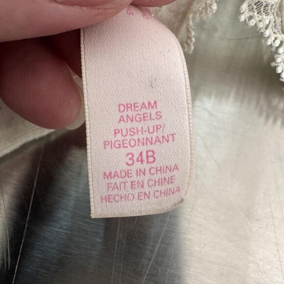 Victorias Secret Bra Womens 34B Dream Angels Push Up Lace Rhinestone Yellow - Picture 8 of 9